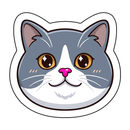 猫猫九命机的灰白猫咪贴纸